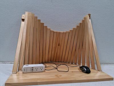 Solid Wood Wall Desk, Natural Finish, Slat Design, 24" x 18" And More