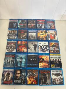 25 Blu-ray Action Movie Collection: John Wick, Expendables, 007, Sherlock Holmes, District 9