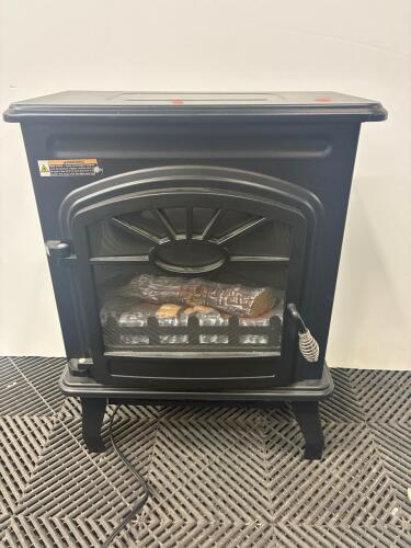 Electric Fireplace Stove Heater, Black, 4,600 BTU, Thermostat, Flame Effect, Manual Controls