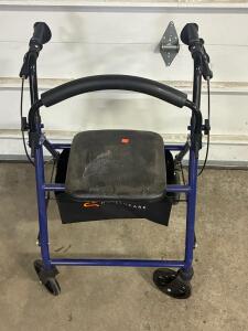 Rhythm Healthcare 4-Wheel Rollator Walker, Model 807SN, Blue Frame, 300 lb Capacity & More