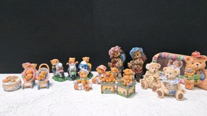 Lot of Collectible Resin Bear Figurines &ndash; Hand-Painted, Variety of Scenes & Trinket Boxes