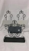 Decorative Wrought Iron Display Stands & Serving Tray Set with Quartz Inserts