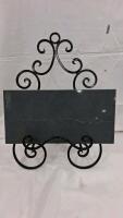 Decorative Wrought Iron Display Stands & Serving Tray Set with Quartz Inserts - 4