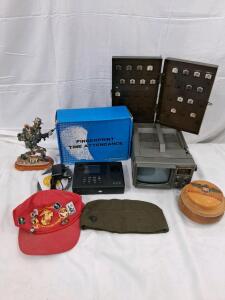 Bentley 100 Deluxe Portable 5" Black & White CRT TV with VHF/UHF Tuner, time clock and miscellaneous.