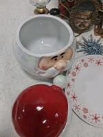 Iridescent Ceramic Santa Cookie Jar - 11&rdquo; Holiday Christmas Storage, Hand-Painted Lid - 3