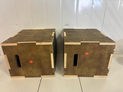 Plyometric Jump Boxes, 12" Heights, Plywood Construction, Set of 2