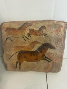 Bradford Exchange "Running Horses" Stone Tile Plaque, Dawn of Man Collection, Limited Edition