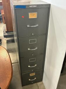 4-Drawer Metal Vertical Filing Cabinet, Steel, Gray, Locking Drawers, 52"x15"x25", Label Holders
