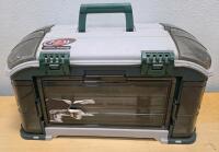 Large Plano-Style Tackle Box, Multi-Compartment, with Lead Sinkers & Hooks, PLW Sponsor Sticker And - 3