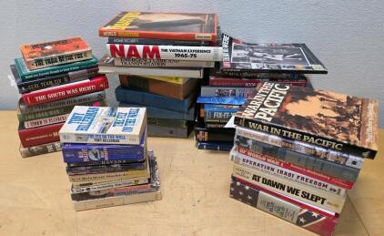 Military History Book Lot: 45+ Volumes, Mixed Hardcover/Paperback, WWII, Vietnam, Civil War