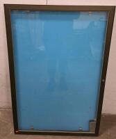 Locking Wall Display Case 43"x28.5" Black Frame, Glass Front, Blue Fabric Backing, Indoor Use - 3