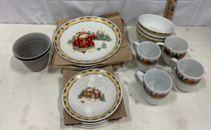 Gibson Everyday Snowman Holiday Dinnerware Set, Deb Haan