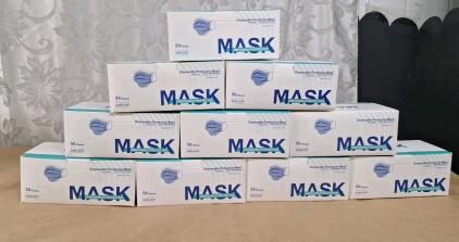 (10) 50-Count Packs Of Disposable Protective Masks