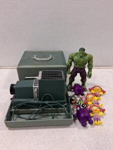 Vintage Slide Projector with Carrying Case, Manual Focus, 2x2 in Slides, 1960s&ndash;1970s (Turns On)