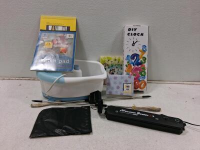 Mixed Lot &ndash; Vacuum Sealer XX, Peon Sketch Pad, Foot Spa, DIY Clock Kit, Brushes, Accessories (Turns On)