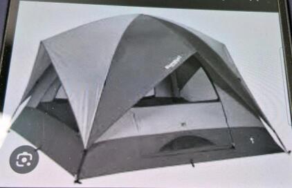Coleman Dome Tent, Grey, Estimated 6-8 Person Capacity, 3-Season (Stock Photo Used, Conditions may Vary)