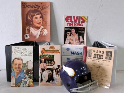 Vintage Minnesota Vikings Helmet, "Drawing in Charcoal" Booklet #51, Elvis Memorial Magazine