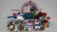 Large Mixed Craft Supply Lot &ndash; Ribbon Spools,y Floral Picks, Organizers, Bead Guide