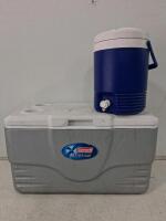 Coleman Xtreme 70 qt Cooler & Igloo 2 Gal Beverage Dispenser, Gray/Blue, Portable Set