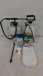 HDX & Gilmour 1 Gallon Pump Sprayers, Miracle-Gro Feeder, Hose End Sprayers, Mop Pad Lot