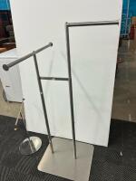 Stainless Steel Double Rail Retail Garment Rack & Accessory Stand, Modern Flat Base Design - 2