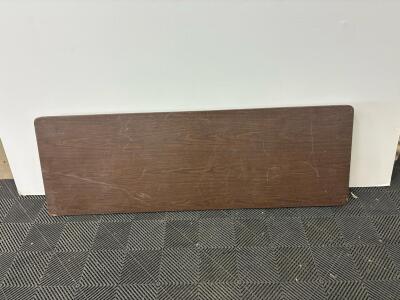 6' Folding Banquet Table, Steel Frame, Brown Laminate Top, 72"x30", Indoor, Scratched Top