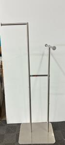 Double T-Bar Clothing Display Rack, Adjustable Height 49"-70", 60" Bar Length, Stainless Steel