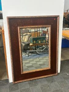 Uttermost Ornate Framed Wall Mirror, 40"x34", Cherry & Gold, Model 11213B, Traditional Design
