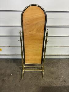 Vintage Brass Cheval Mirror Frame with Swivel Adjustment, 60" x 20" x 17"