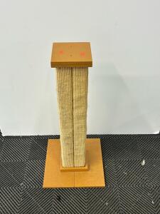 Sisal Rope Cat Scratching Post, 24" Height, 16"x16" Base, MDF Wood, Natural Tan Finish