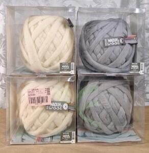 (4) Rolls Of Bergere De France Waouh Merino Wool, (2) Cream & (2) Grey