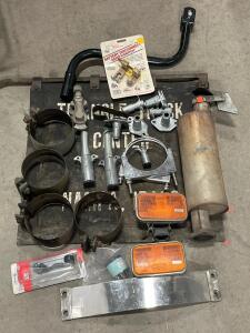 Mixed Lot: Nelson Muffler, Pollak Disconnect Switch, Grand General Handle, Truck Clamps & Lights