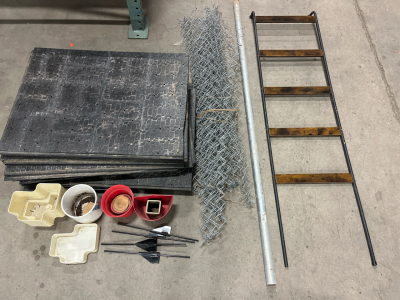 Small Animal Enclosure Kit: Mats (47"x36"), 6.5' Chain Link Fence, Steel Post, Ladder & Accessories