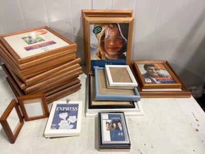 Lot of 20 Solid Wood Picture Frames, 10x13 & 8x10 Sizes, Intercraft/Decorel, Wall Hanging