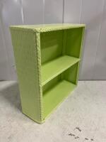 Rectangular Green Wicker Wall Shelf 18"x17" & Round White Geometric Shadow Box 23.5" Display - 5