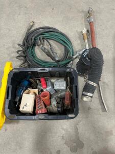 Donaldson Cyclopac Air Cleaner, trailer accessories, assorted hardware, (2) sprinkler posts.