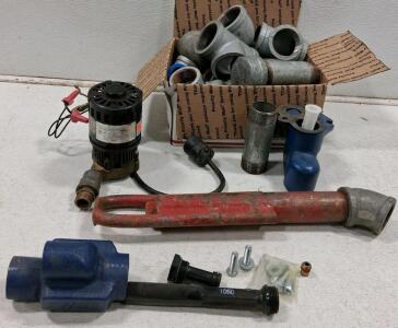 Assorted Taco Circulator Pump Motor & Galvanized Plumbing Fittings with Accessories