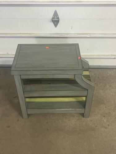 Gray Wooden Side Table with Two Shelves, 15.75" x 11.75" x 17.75"