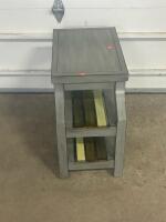 Gray Wooden Side Table with Two Shelves, 15.75" x 11.75" x 17.75" - 2