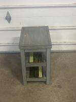 Gray Wooden Side Table with Two Shelves, 15.75" x 11.75" x 17.75" - 4