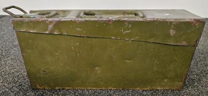 WWII German MG34/MG42 Patronenkasten 41 Ammunition Box With Linked Belts, Steel, Olive Drab
