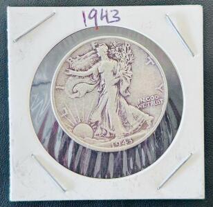 1943 Walking Liberty Half Dollar 90% Silver, Circulated, US Coin