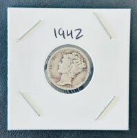 1942 & 1945 Mercury Dimes, 90% Silver, Winged Liberty Head, Circulated U.S. Ten Cent Coins - 2