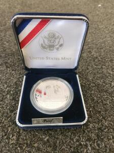 1996 Smithsonian 150th Anniversary Proof Silver Dollar, US Mint Box & COA, .900 Silver