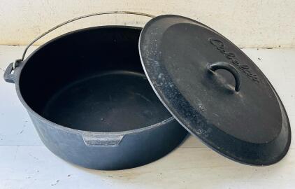 Cabela's 14" Cast Iron Dutch Oven With Lid, 10-12 Quart Capacity, Deep Camp Oven, Bale Handle