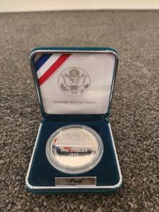 1997 United States Botanic Garden Commemorative Proof Silver Dollar Coin With Original Packaging