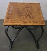 Oak & Glass Living Room Table Set &ndash; Coffee Table, Console Table With Shelf, Metal-Leg End Table - 2