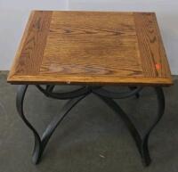 Oak & Glass Living Room Table Set &ndash; Coffee Table, Console Table With Shelf, Metal-Leg End Table - 3