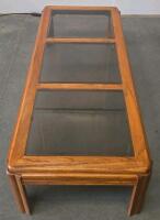 Oak & Glass Living Room Table Set &ndash; Coffee Table, Console Table With Shelf, Metal-Leg End Table - 5
