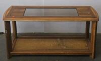 Oak & Glass Living Room Table Set &ndash; Coffee Table, Console Table With Shelf, Metal-Leg End Table - 6